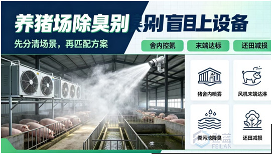 养猪场除臭别盲目选设备！先分清：舍内除味控氨，还是排风末端环